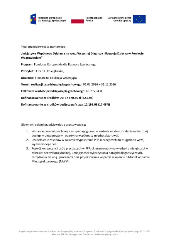 Informacja dotycząca Grantu